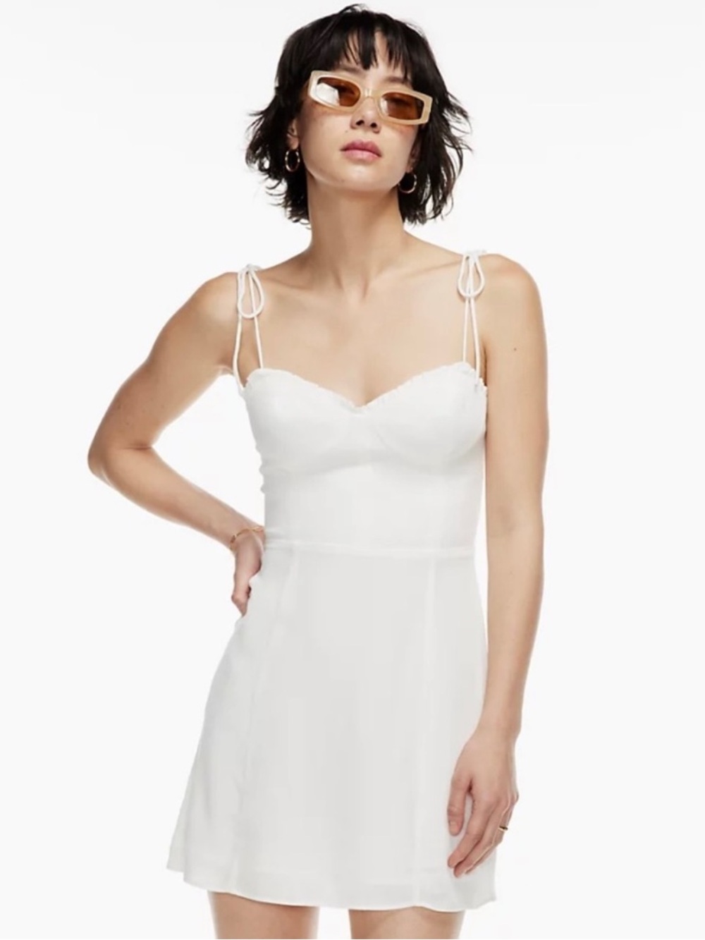 NWT Aritzia Wilfred New Fable Mini Dress Light Birch Cream 10